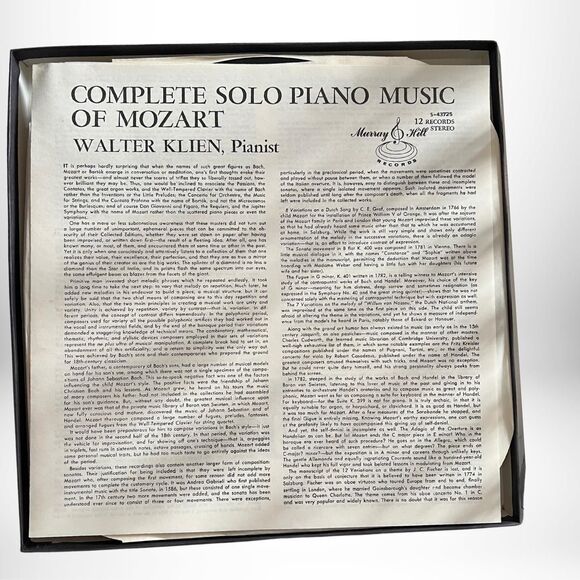 RARE 1970 Complete Set Solo Piano Music Of Mozart by Walter Klien - Picture 2 of 5